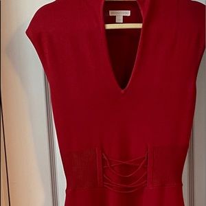 Red stretchy dress knee length